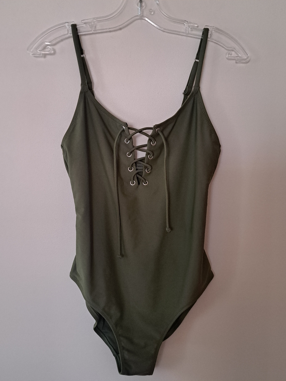 Old Navy Olive Green Lace-Up One-Piece Swimsuit